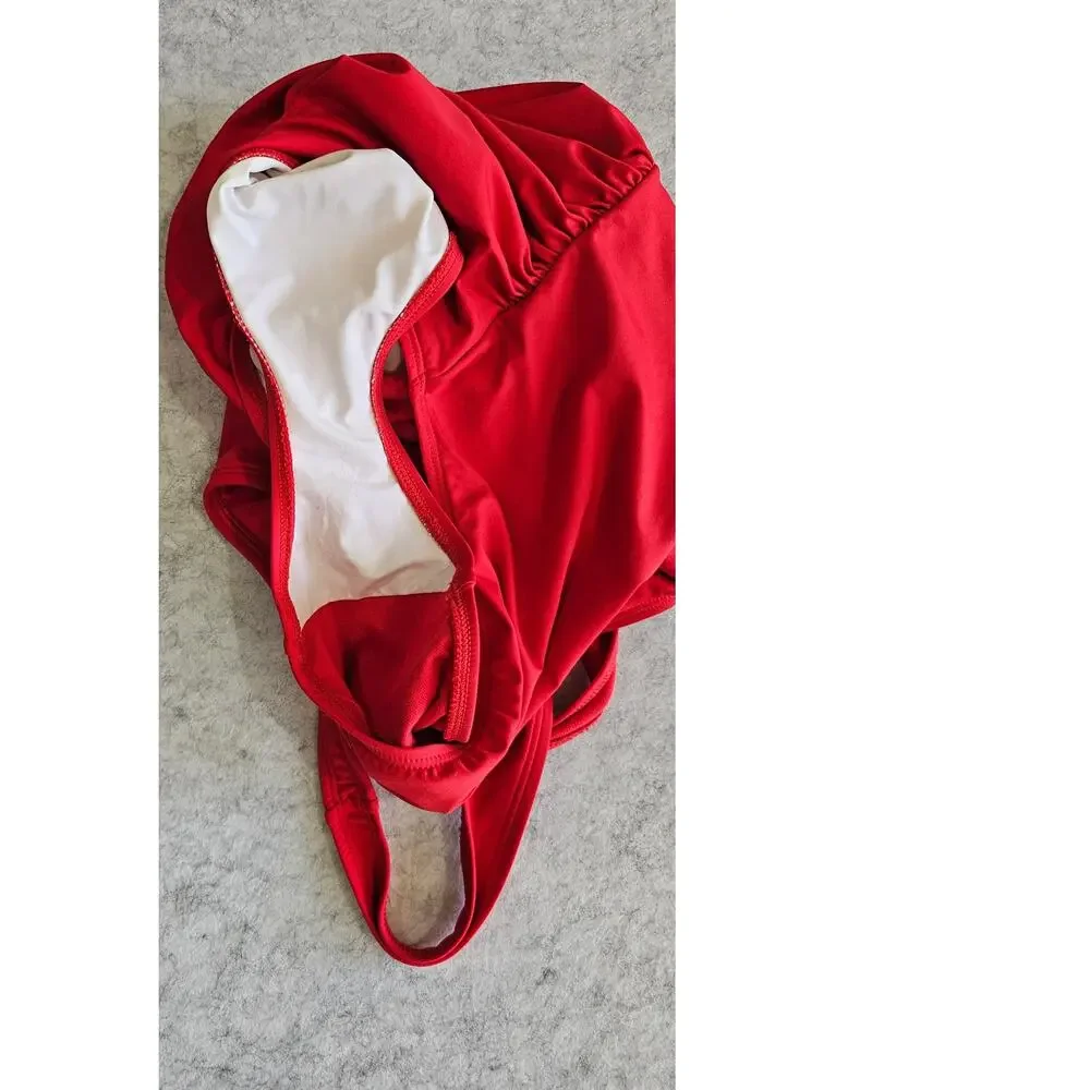 Lauren Ralph Lauren, Square Ring, Tummy Control, One Piece Swimsuit, Red, Sz 10